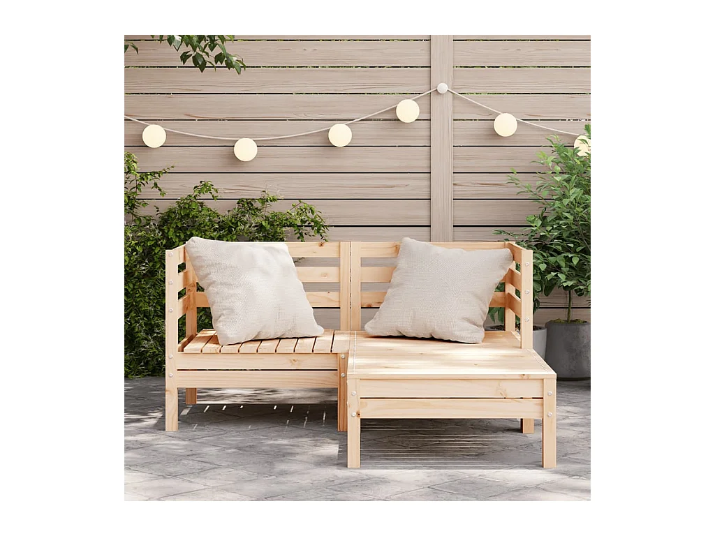 Canapé de jardin 2 places et repose-pied bois pin massif FR15030