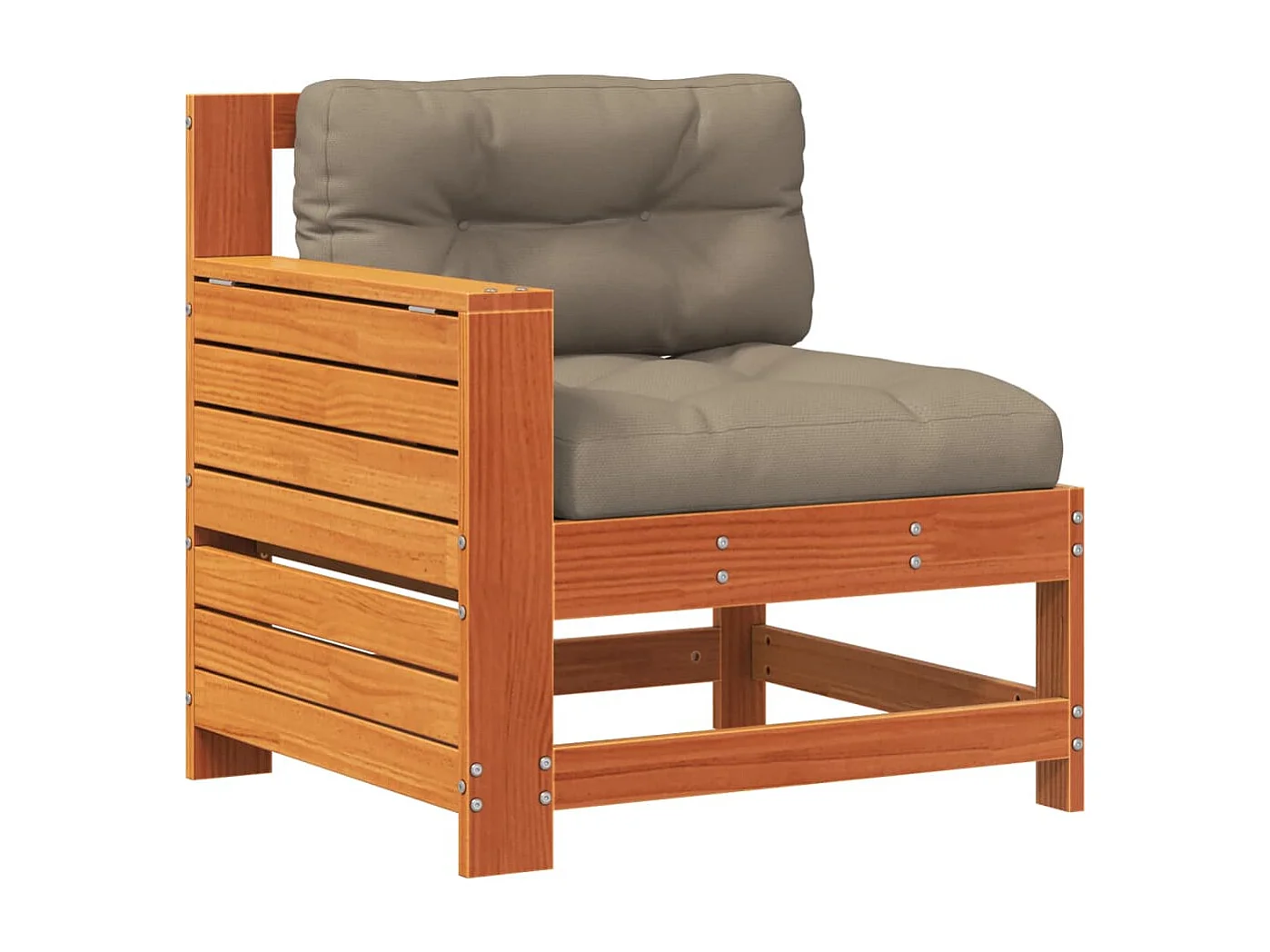 Canapé de jardin accoudoir coussins cire marron bois pin massif FR455032