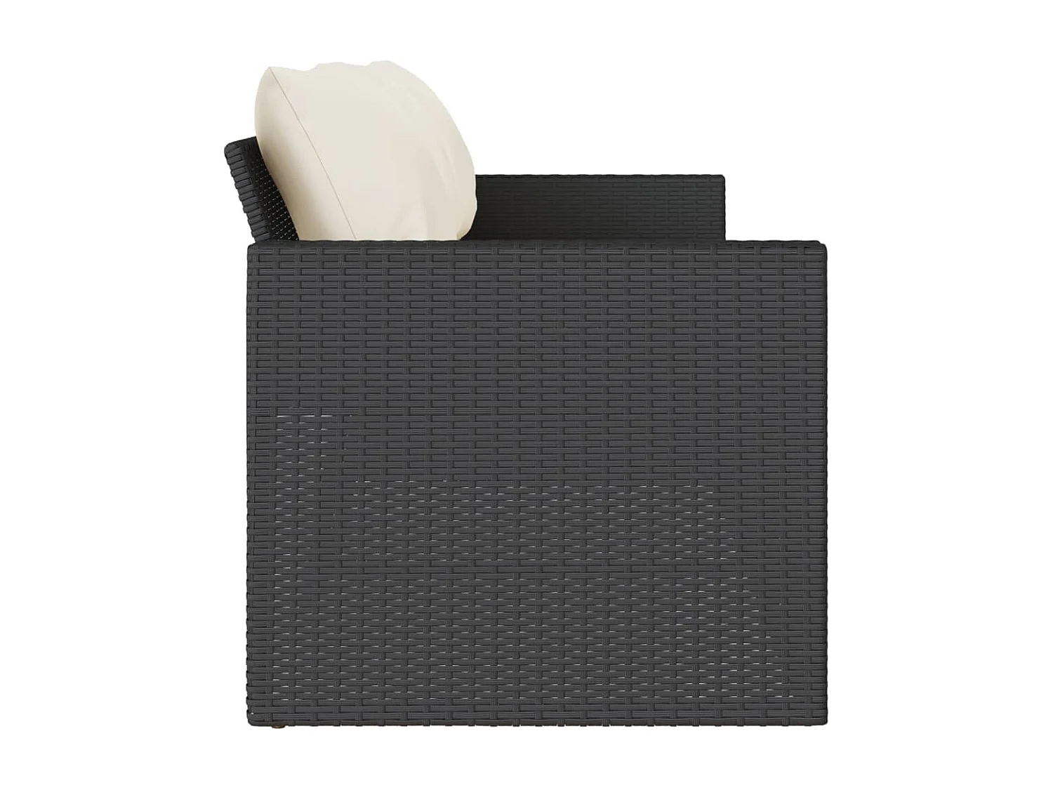 Tuinbank 3-zits met kussens poly rattan zwart BE406640