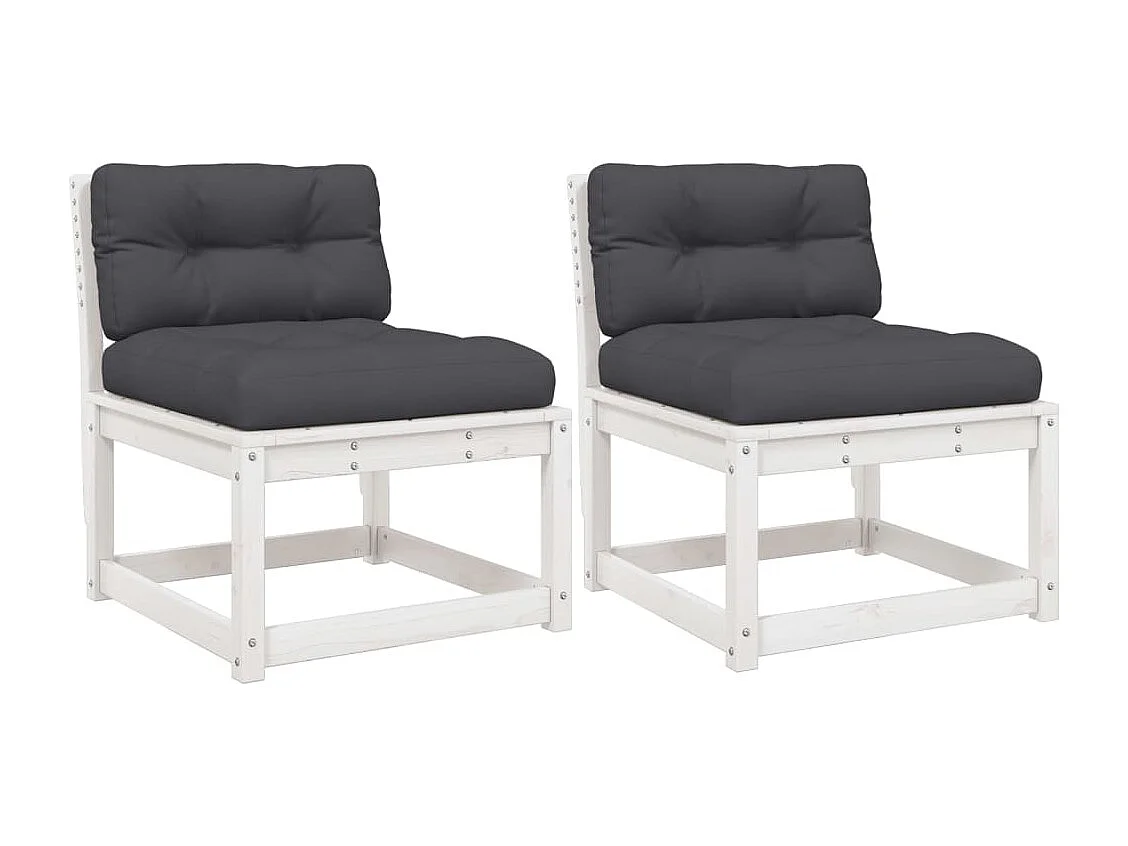 Sofás de jardim c/ almofadões 2 pcs pinho maciço branco PT390826