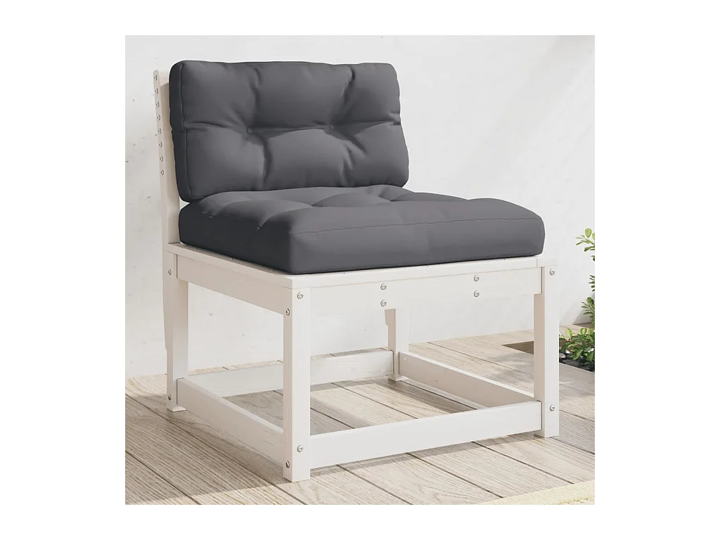 Lot de 2 Canapés de jardin avec coussinspcs blanc bois de pin massif FR149332