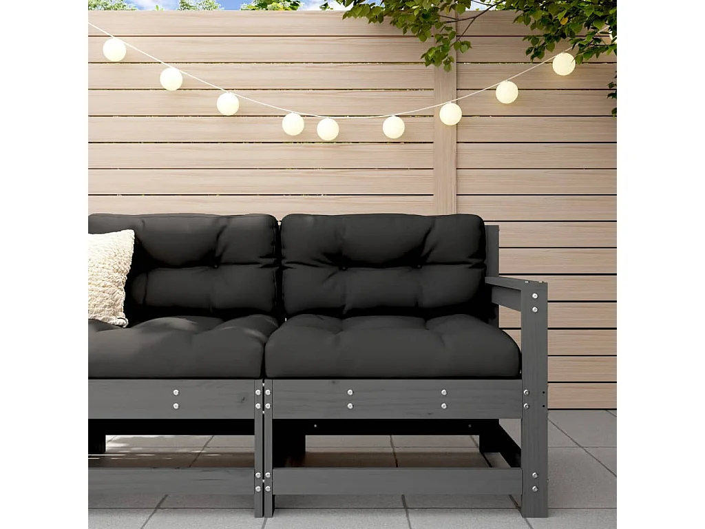 Canapé d'angle de jardin gris bois de pin massif FR15139