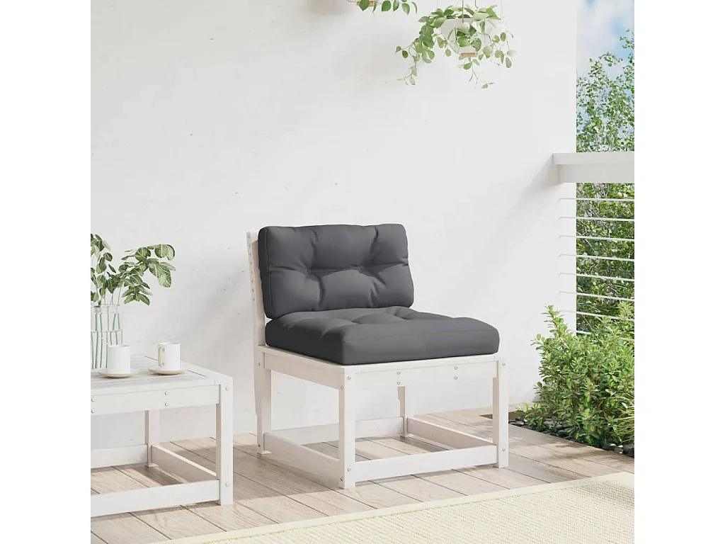Canapé de jardin avec coussins blanc bois de pin solide FR472742