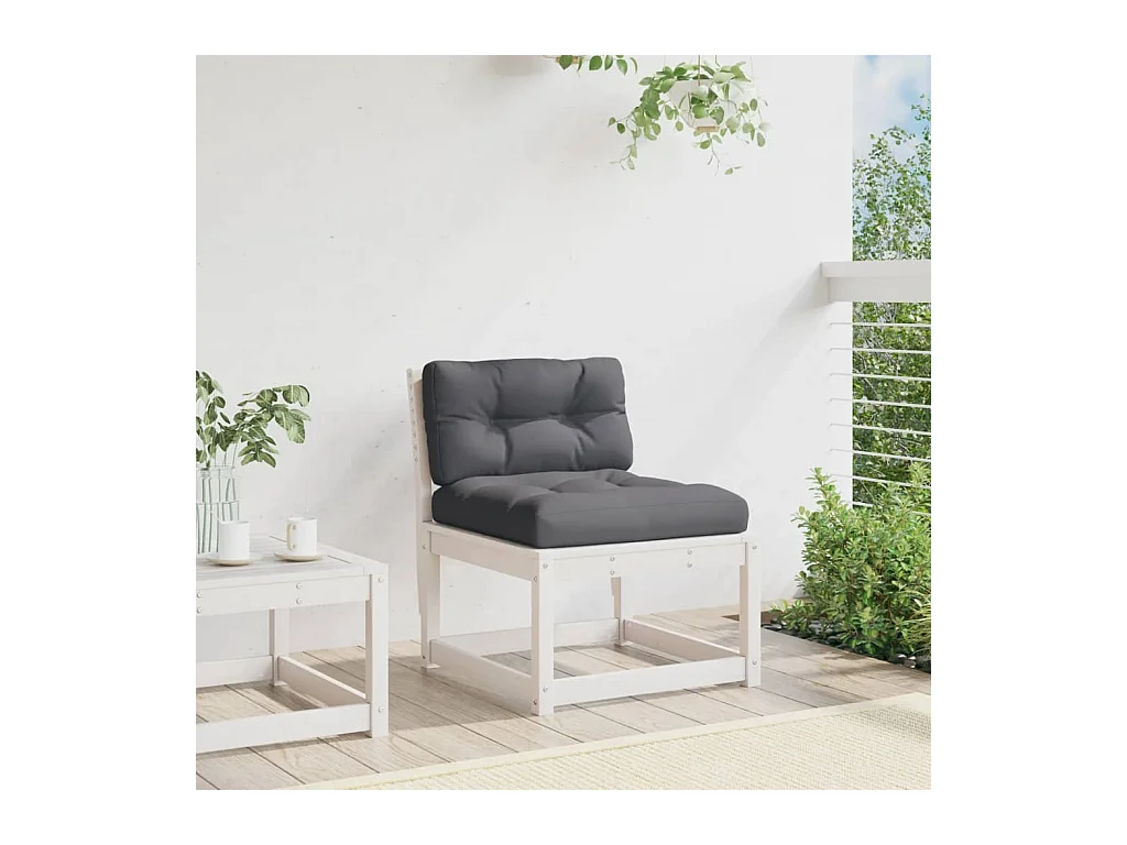 Canapé de jardin avec coussins blanc bois de pin solide FR472742