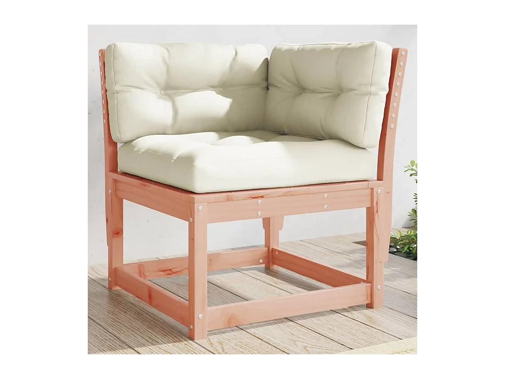 Canapé d'angle de jardin avec coussins bois massif douglas FR689556