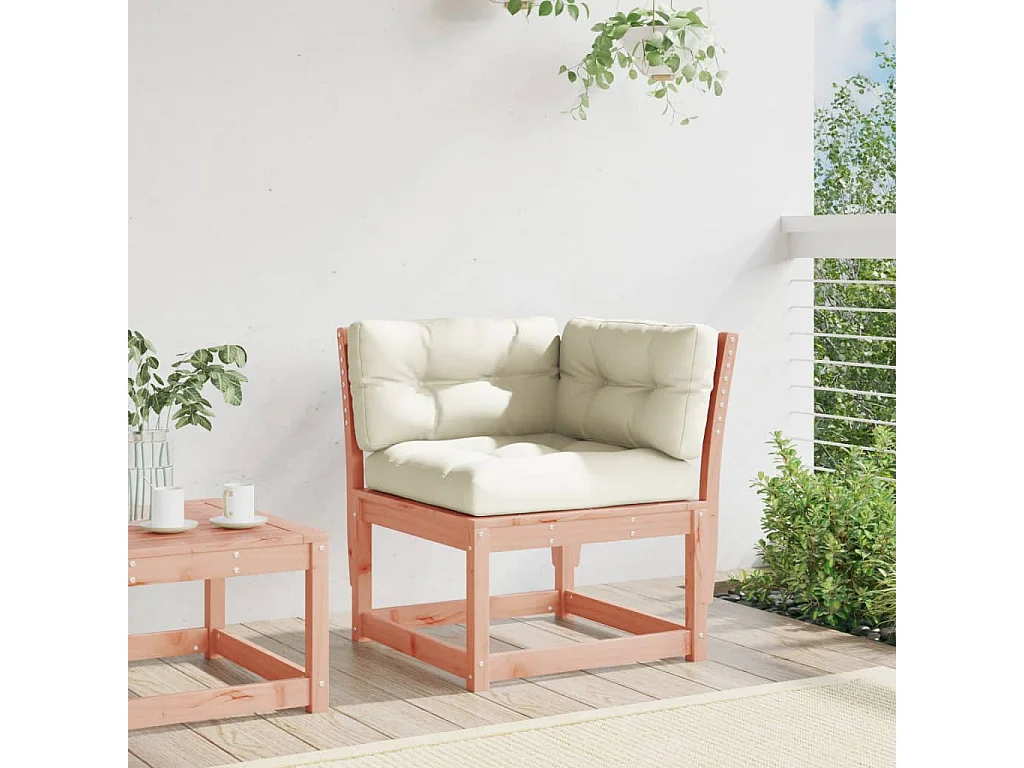 Canapé d'angle de jardin avec coussins bois massif douglas FR689556