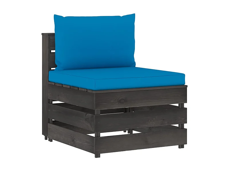 Canapé central sectionnel avec coussins Bois imprégné de gris FR27059