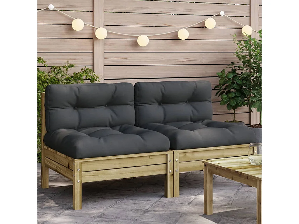 Canapé de jardin sans accoudoirs et coussins 2 pcs pin imprégné FR92142