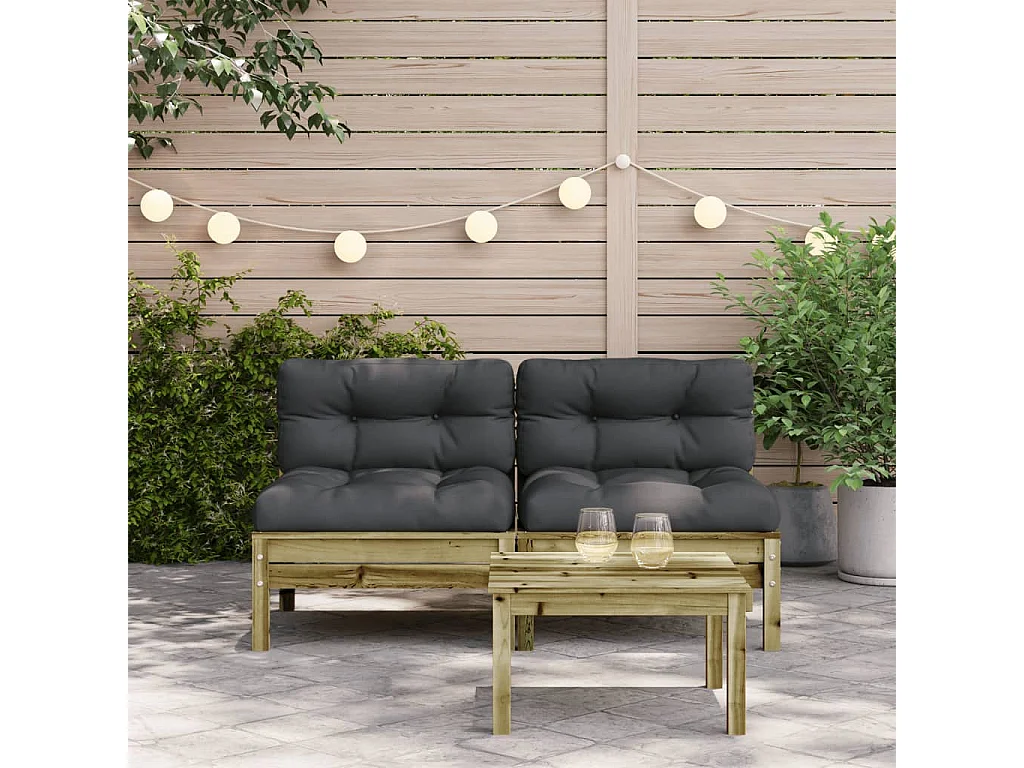 Canapé de jardin sans accoudoirs et coussins 2 pcs pin imprégné FR92142