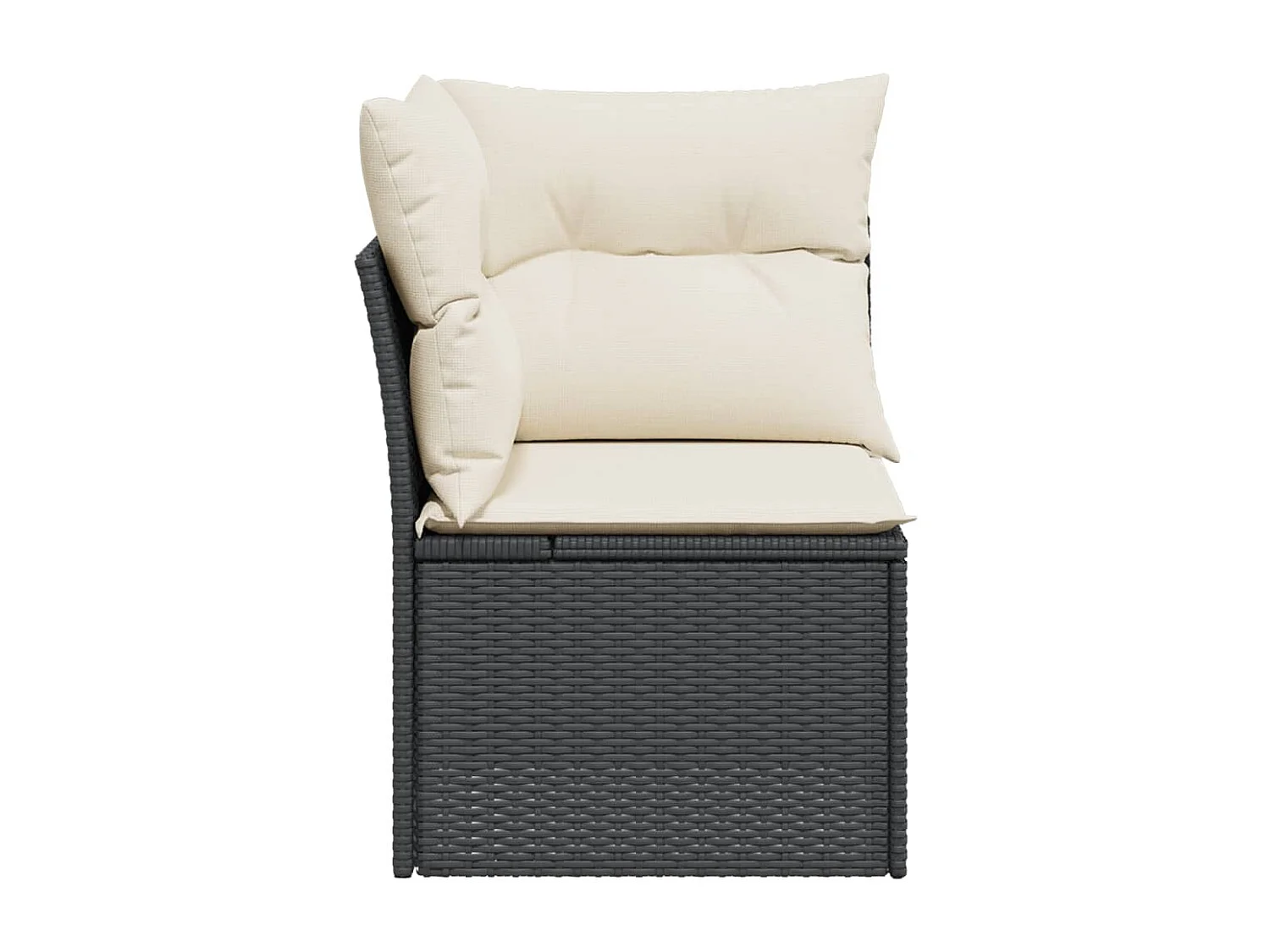 Canapé d'angle de jardin avec coussins noir résine tressée FR911361