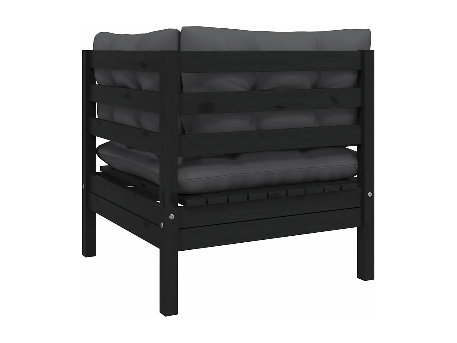 Canapé d'angle de jardin avec coussins Noir Bois de pin massif FR81890