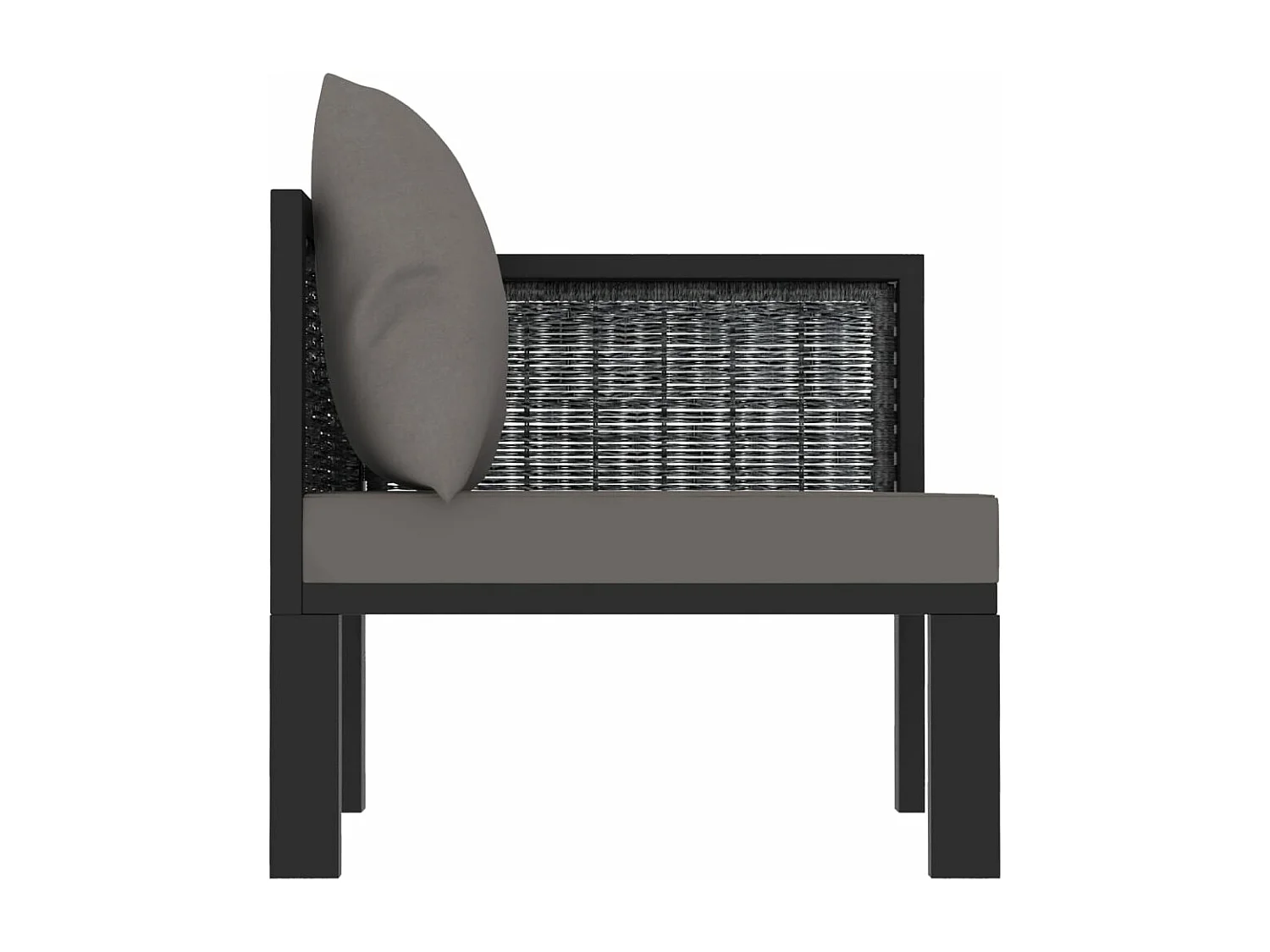 Sofá seccional esquina reposabrazos izq. ratán PE antracita ES341849