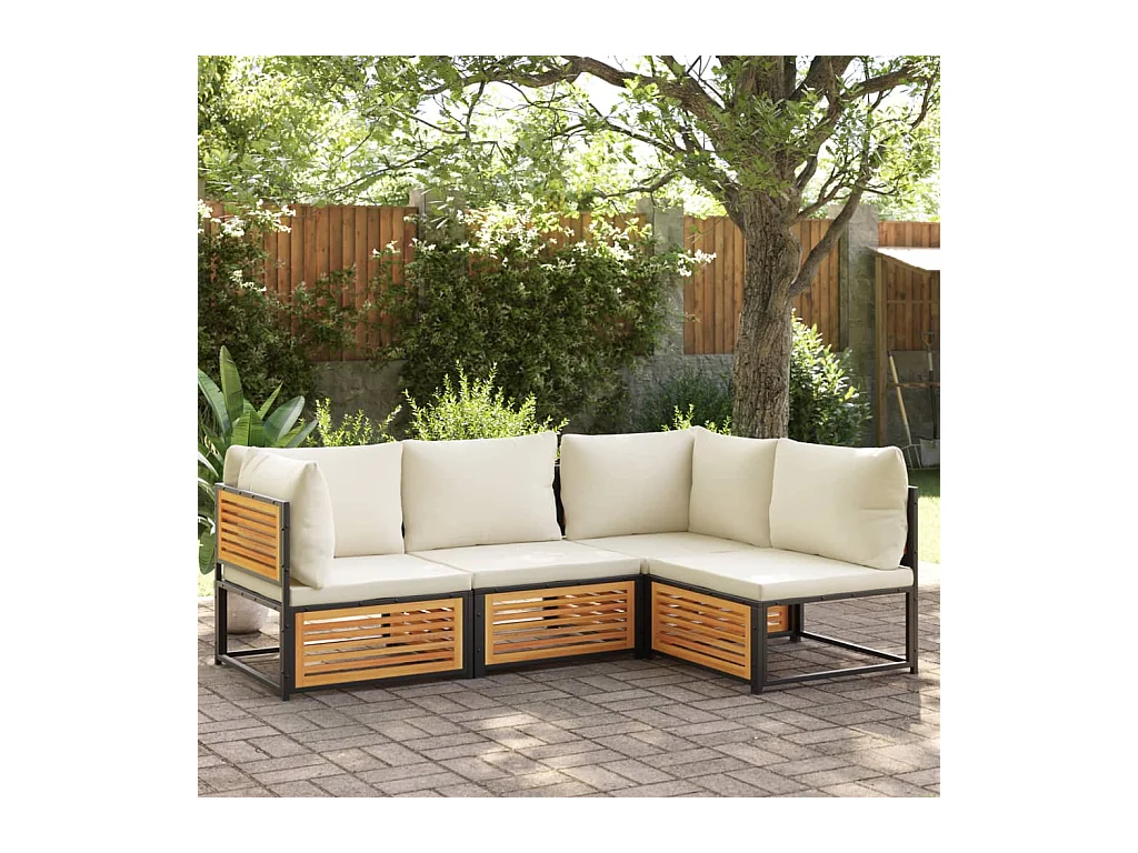 Canapé de jardin sans accoudoirs coussins bois massif d'acacia FR56224
