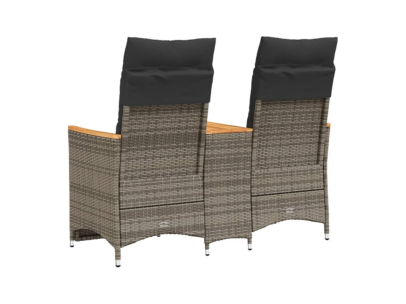 Tuinbank 2-zits verstelbaar met tafel poly rattan grijs BE404548