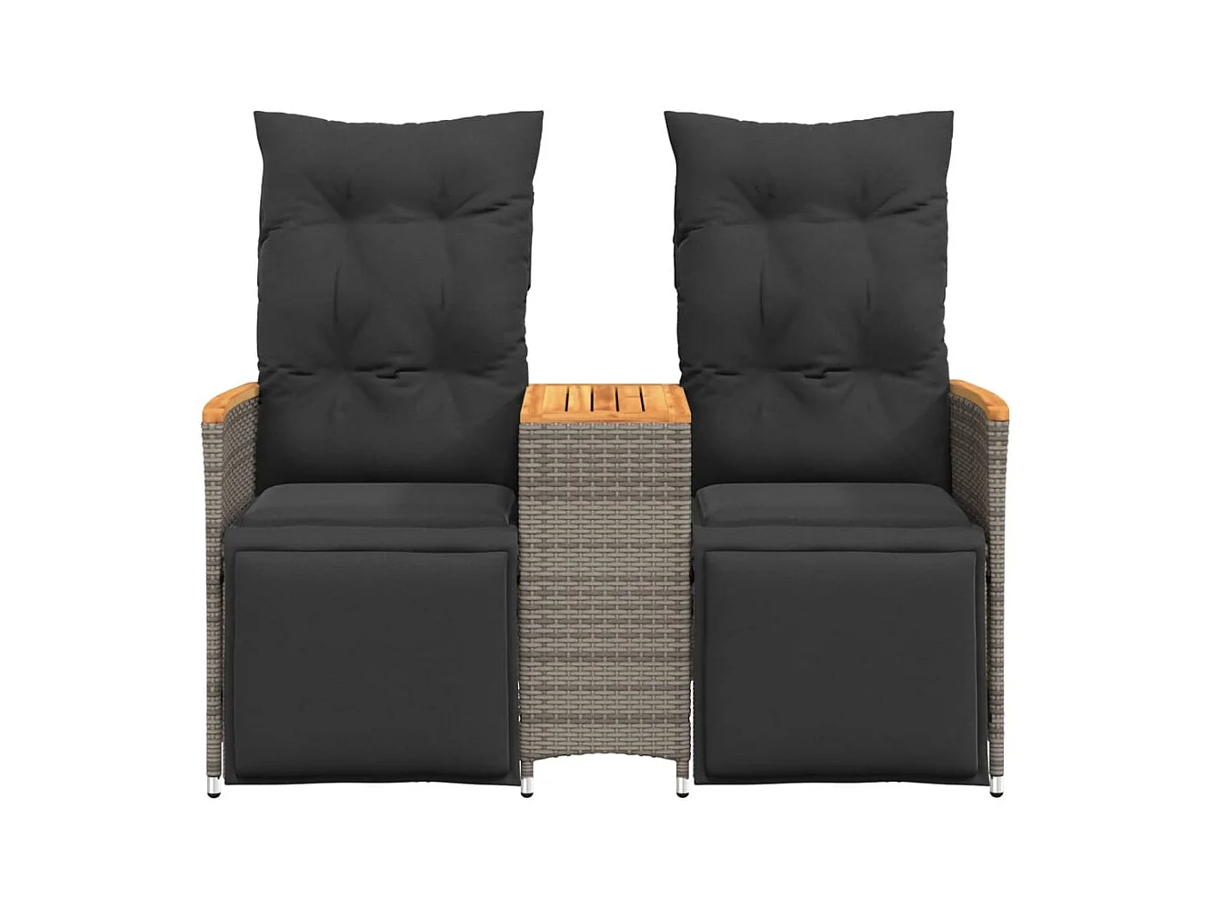 Tuinbank 2-zits verstelbaar met tafel poly rattan grijs BE404548