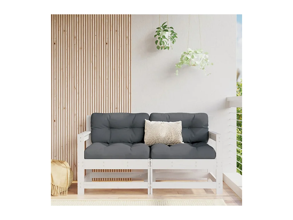 Lot de 2 Canapés d'angle de jardin blanc bois de pin massif FR66797