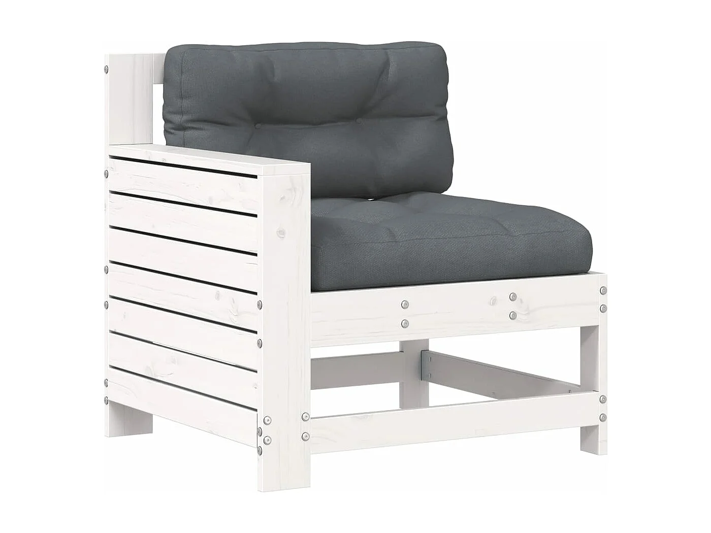 Sofá de jardim com almofadão madeira de pinho maciça branco PT618043