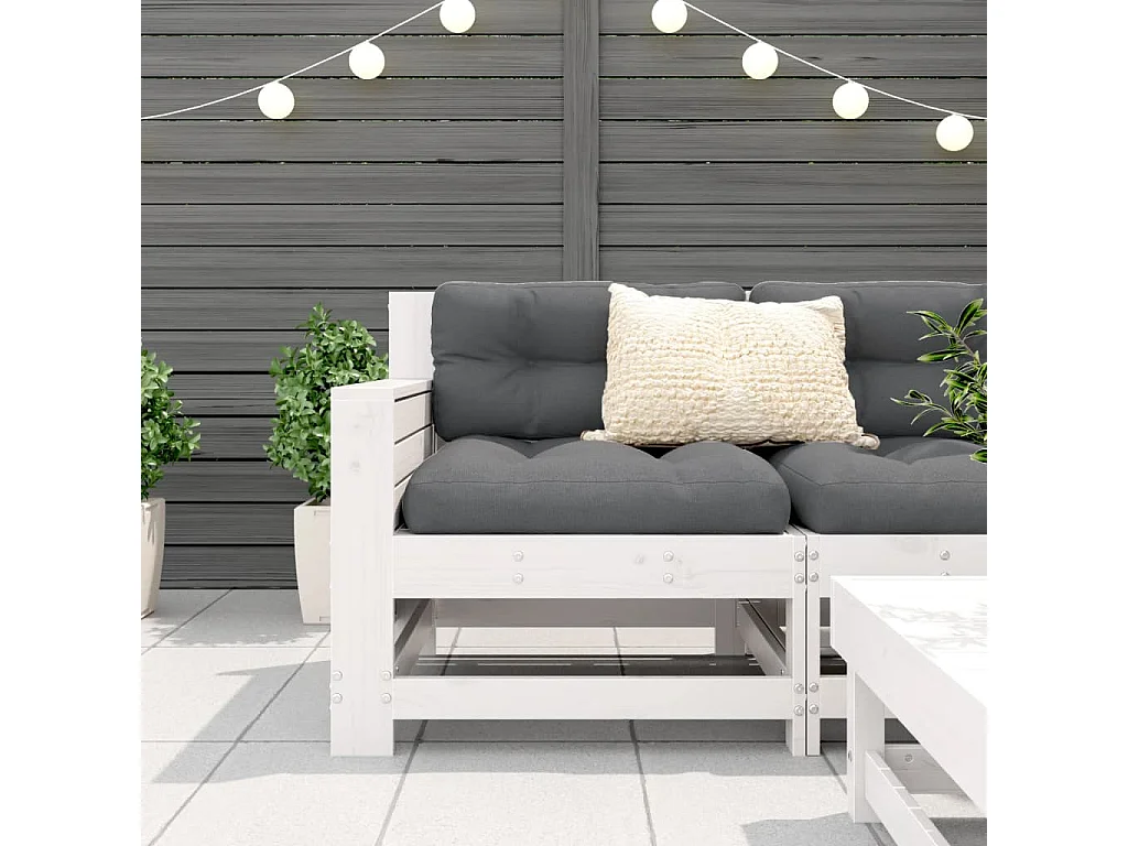 Sofá de jardim com almofadão madeira de pinho maciça branco PT618043
