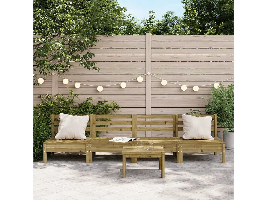 Tuinbanken 4 st zonder armleuning geïmpregneerd grenenhout BE547881