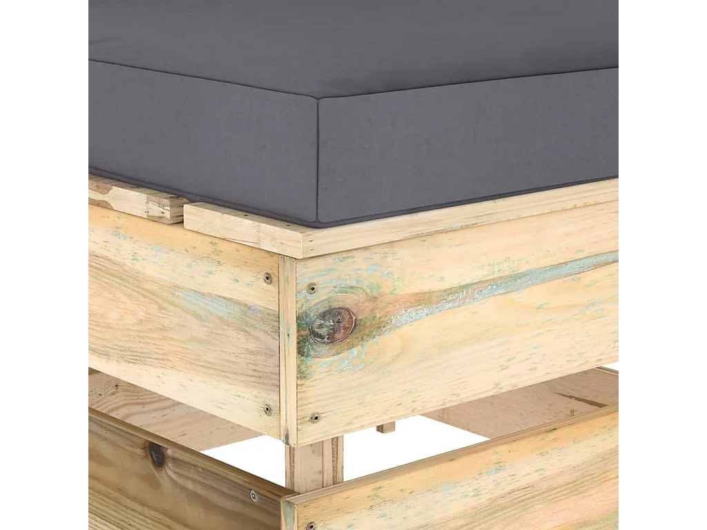 Canapé central sectionnel avec coussins Bois imprégné de vert FR30041