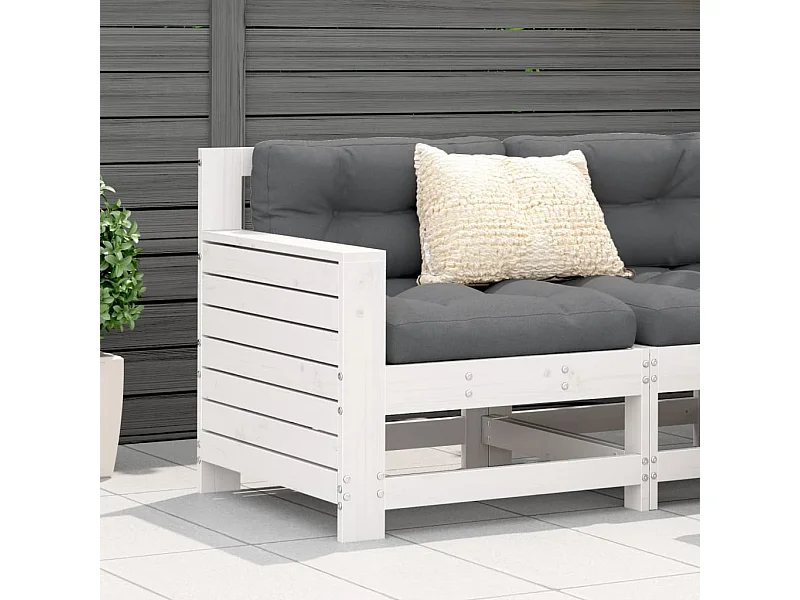 Canapé de jardin accoudoir blanc 69x62x70,5 cm bois pin massif FR279267