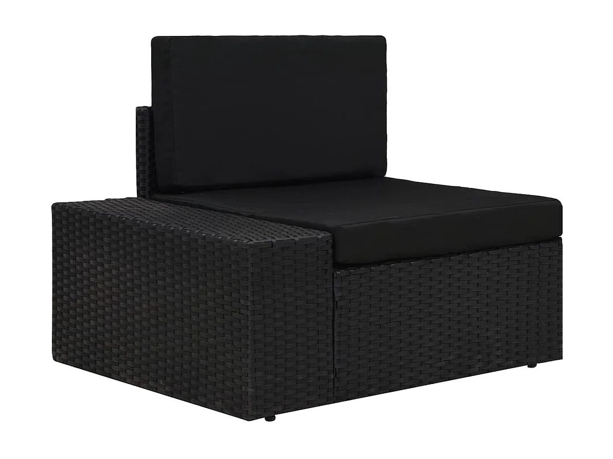 Canapé d'angle sectionnel accoudoir droit Résine tressée Noir FR938423