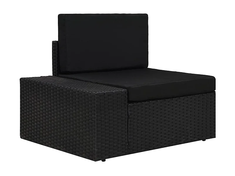 Canapé d'angle sectionnel accoudoir droit Résine tressée Noir FR938423