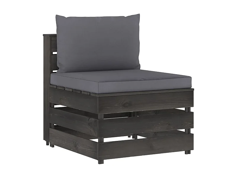 Canapé central sectionnel avec coussins Bois imprégné de gris FR80777