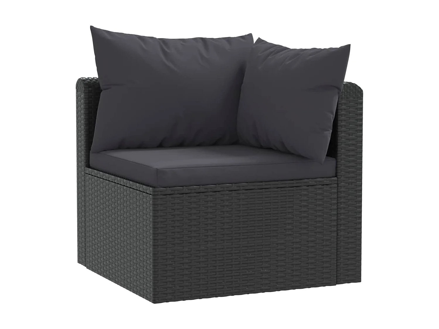 2 pcs conjunto sofás de jardim c/ almofadões vime PE preto PT561107