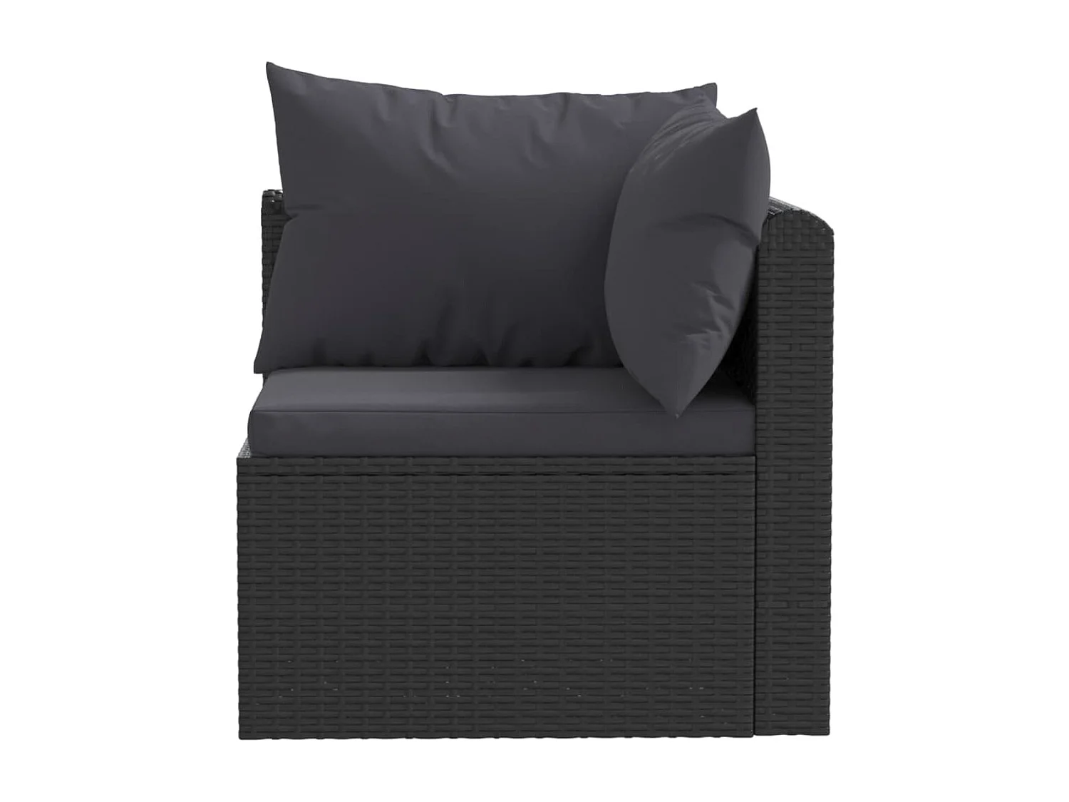 2 pcs conjunto sofás de jardim c/ almofadões vime PE preto PT561107