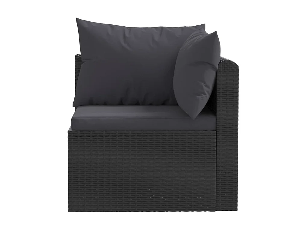 2 pcs conjunto sofás de jardim c/ almofadões vime PE preto PT561107