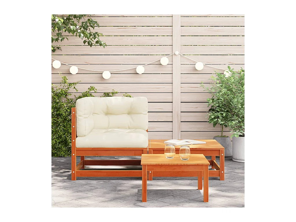Canapé d'angle de jardin avec coussins et repose-pieds FR45042