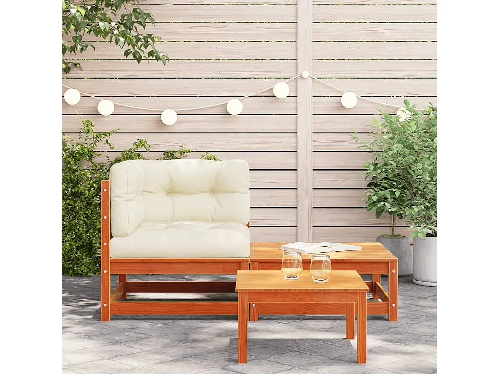 Canapé d'angle de jardin avec coussins et repose-pieds FR45042