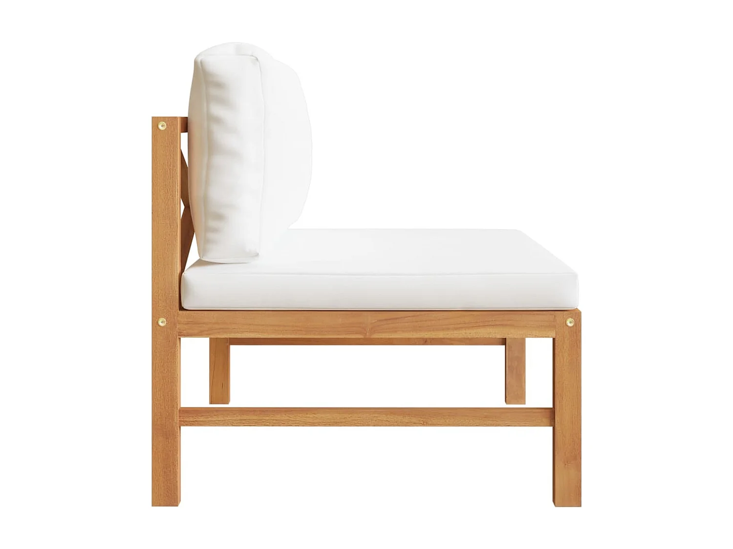 Canapé central avec coussins crème Bois de teck solide FR69988