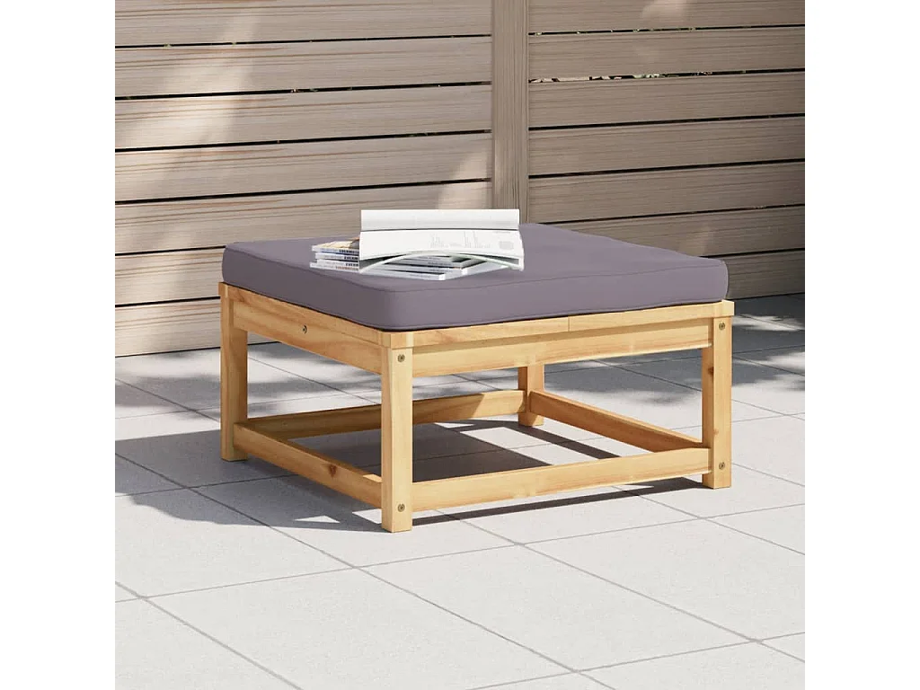 Canapé de jardin - Repose-pied de jardin avec coussins bois massif d'acacia FR64217