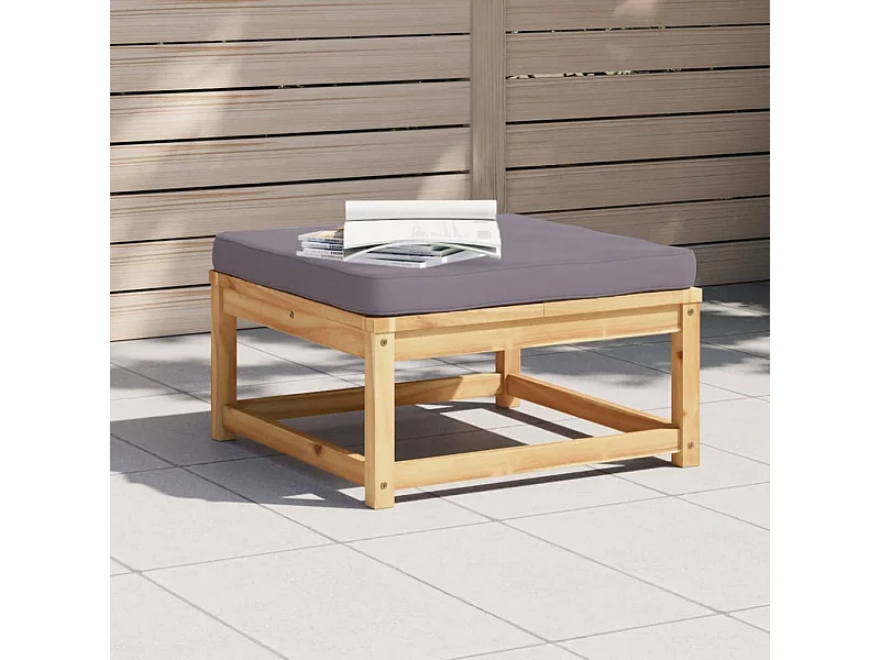 Canapé de jardin - Repose-pied de jardin avec coussins bois massif d'acacia FR64217