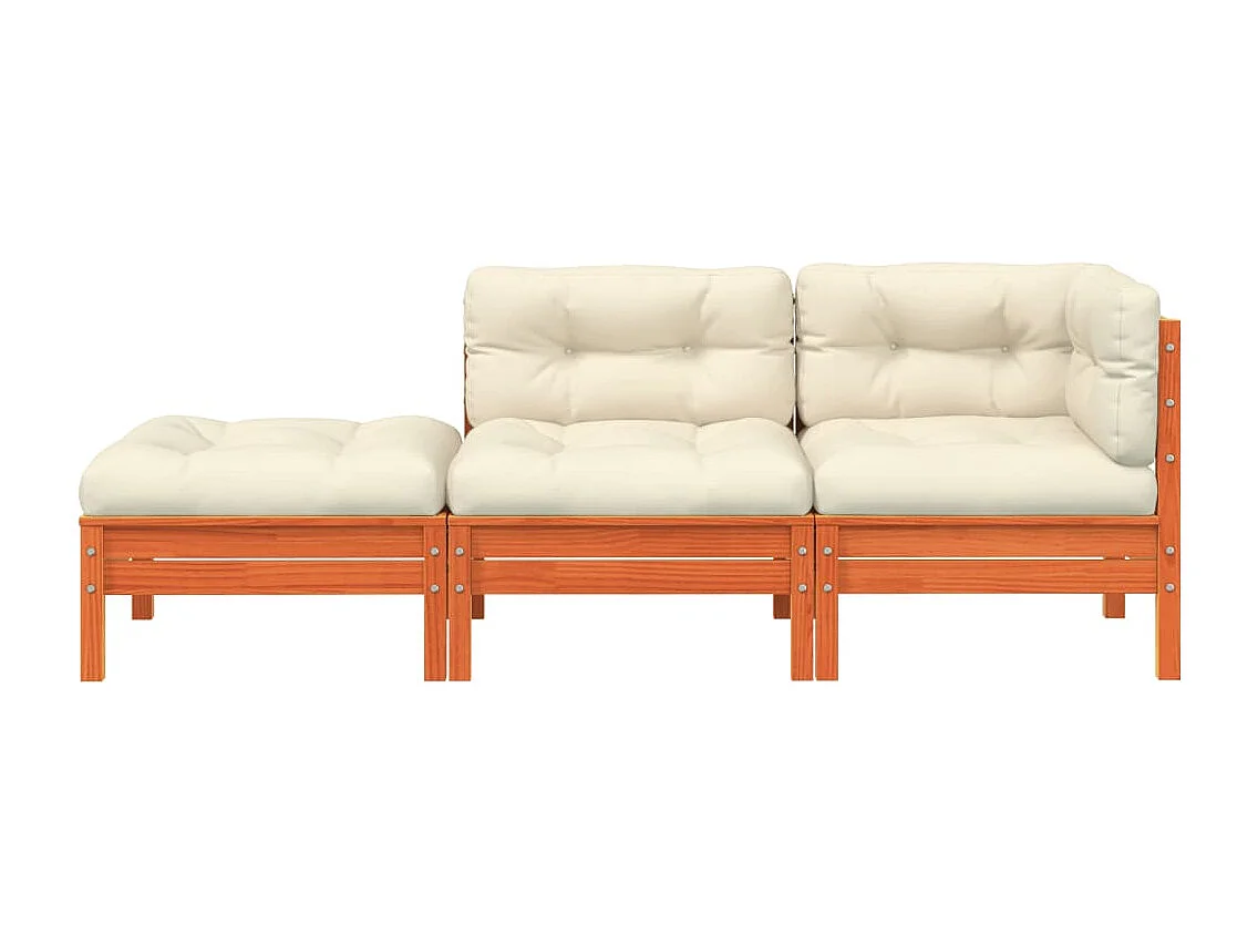 Canapé de jardin avec coussins et repose-pied 2 places FR56407