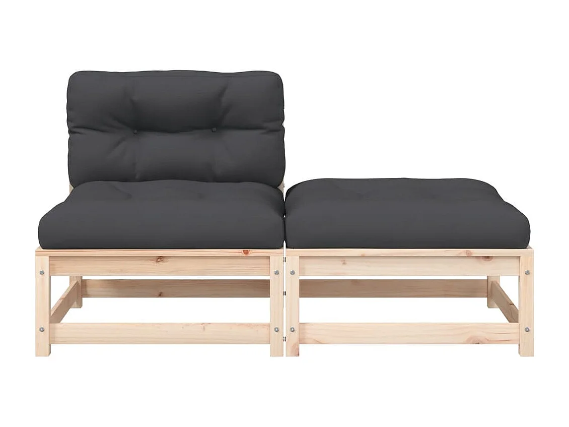 Canapé de jardin sans accoudoirs avec coussins et repose-pieds FR14079