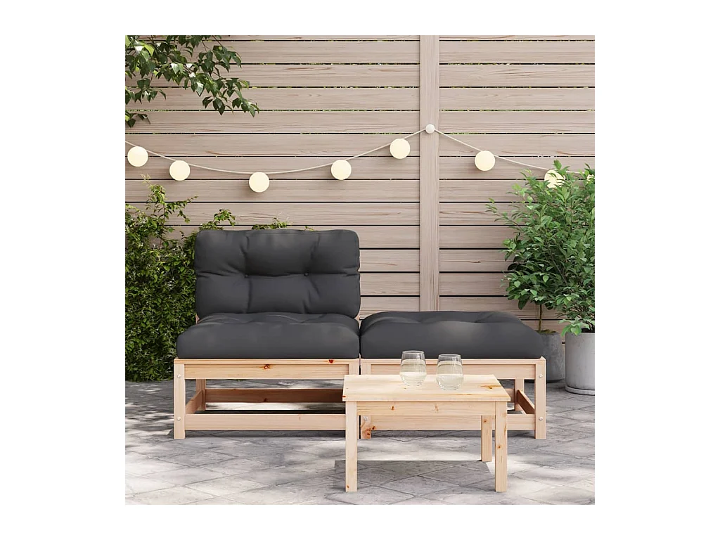 Canapé de jardin sans accoudoirs avec coussins et repose-pieds FR14079