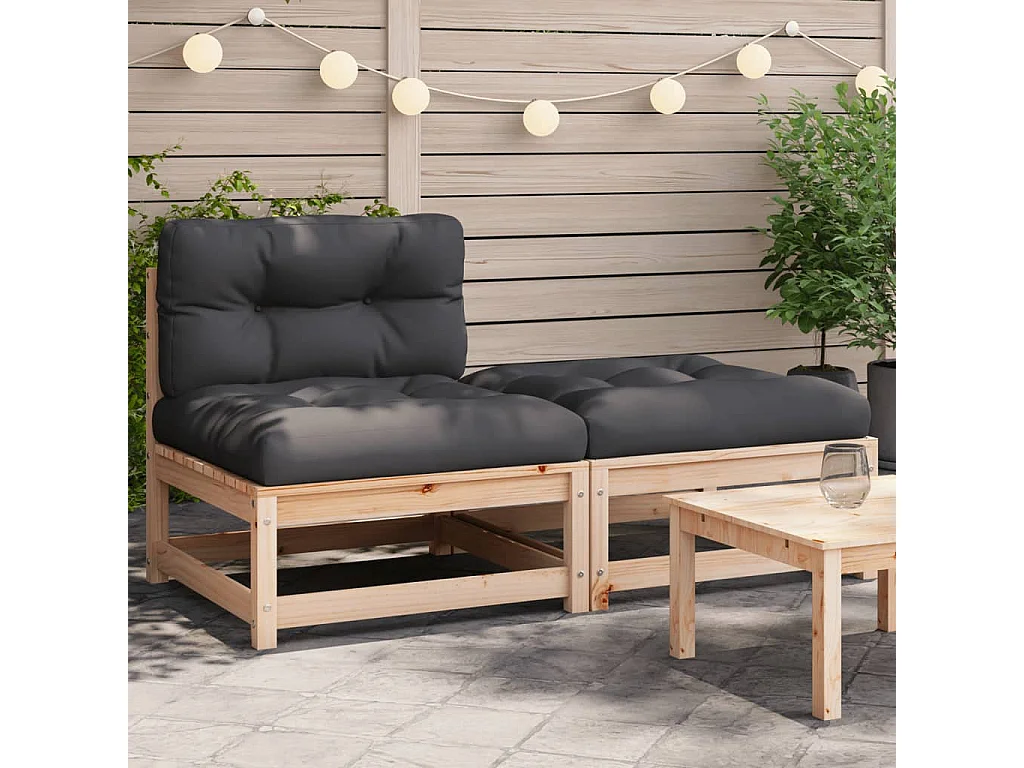 Canapé de jardin sans accoudoirs avec coussins et repose-pieds FR14079