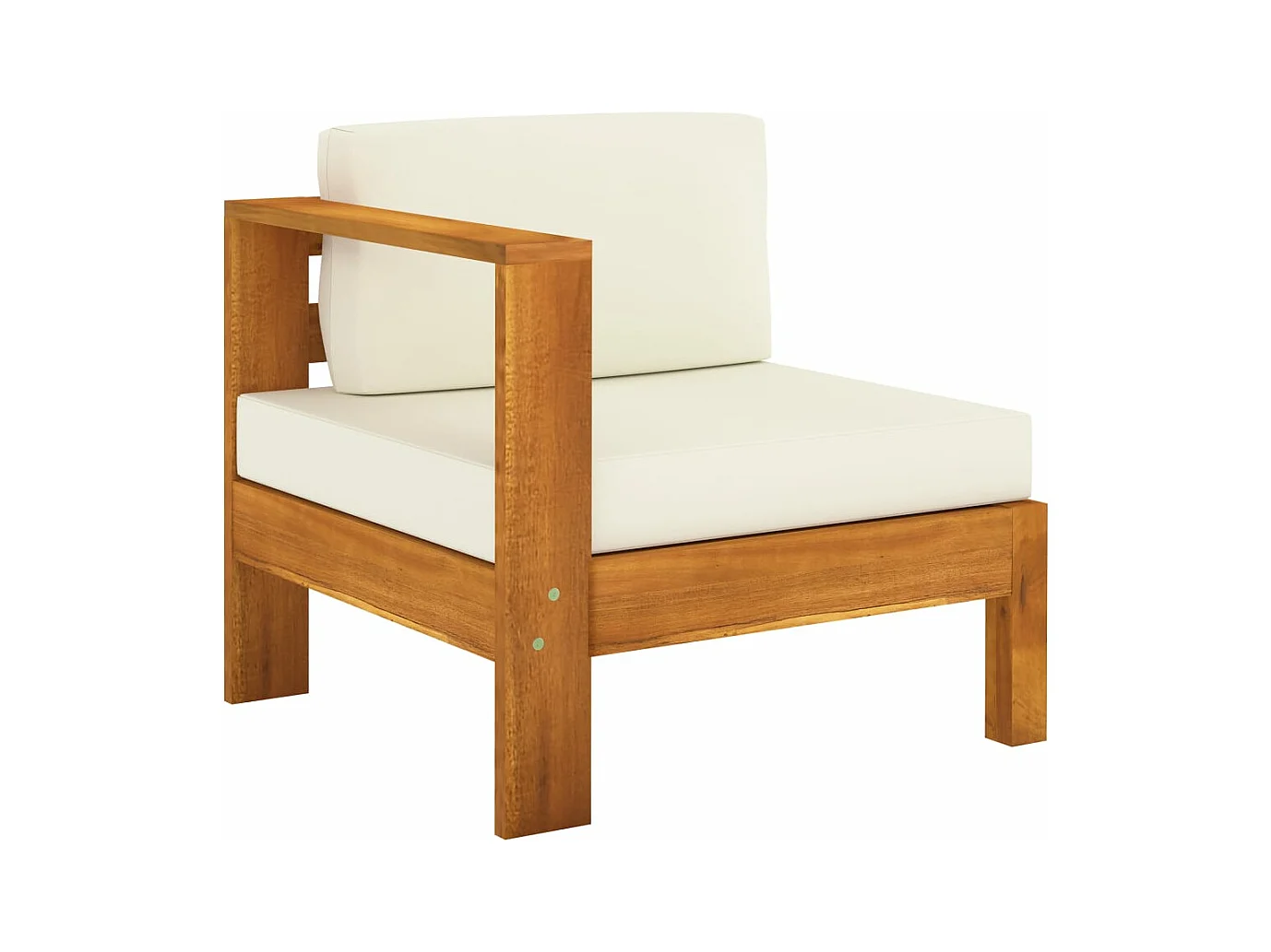 Canapé central avec 1 accoudoir Blanc crème Bois d'acacia FR87122