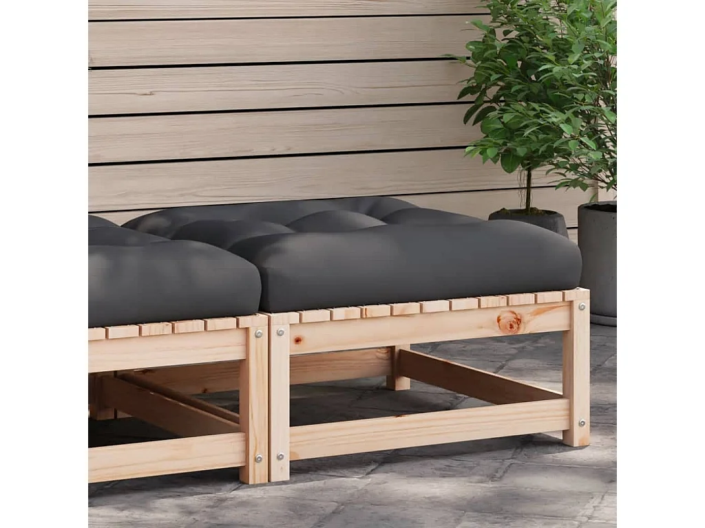 Canapé de jardin - Repose-pied de jardin avec coussin bois de pin massif FR96747