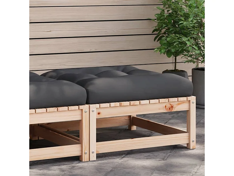 Canapé de jardin - Repose-pied de jardin avec coussin bois de pin massif FR96747