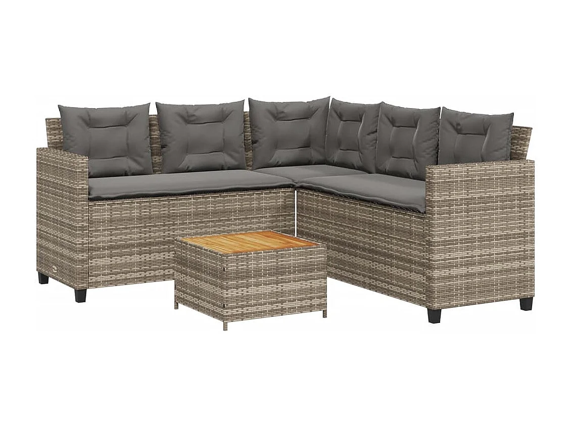 Canapé de jardin avec table et coussins en forme de L gris FR84744