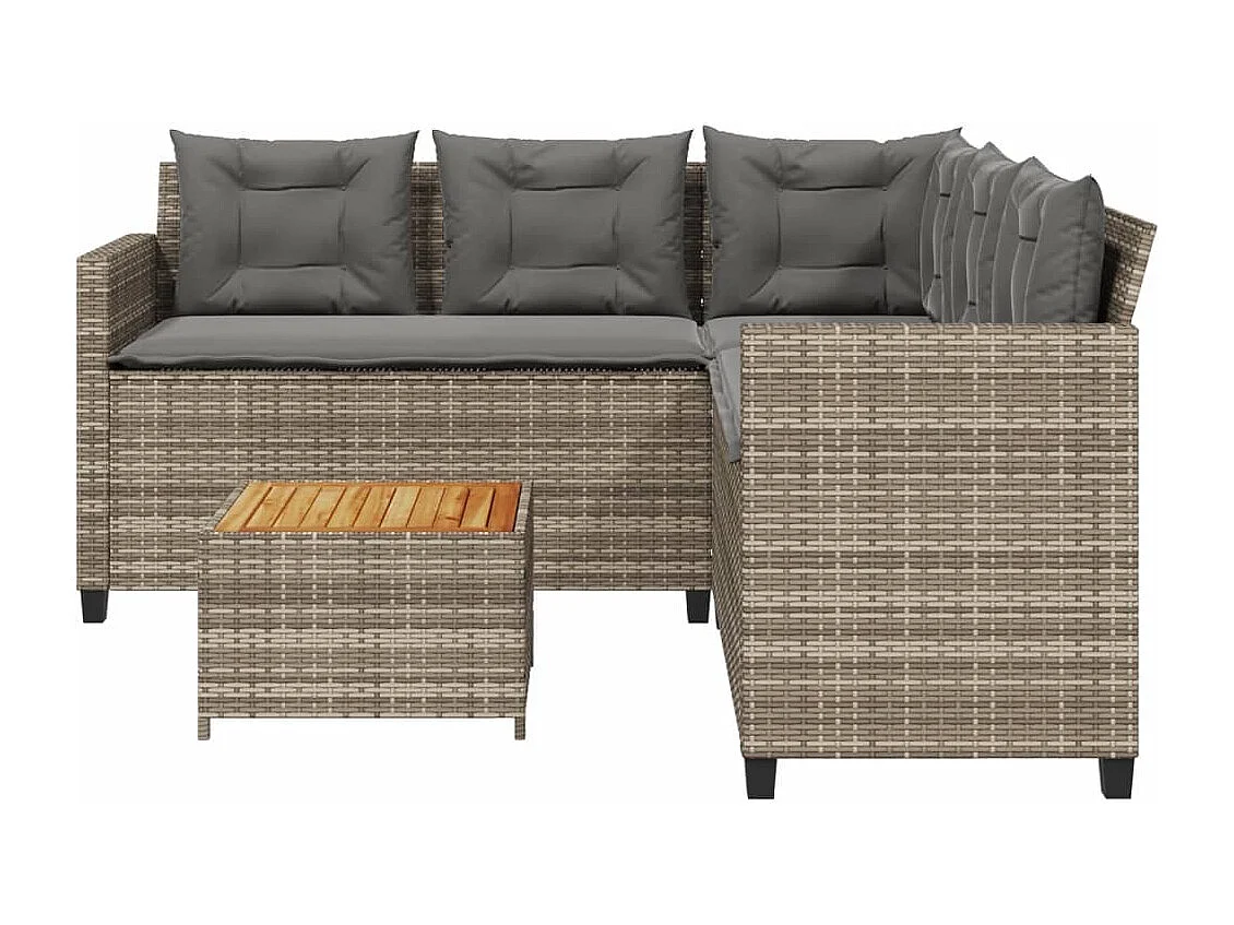 Canapé de jardin avec table et coussins en forme de L gris FR84744