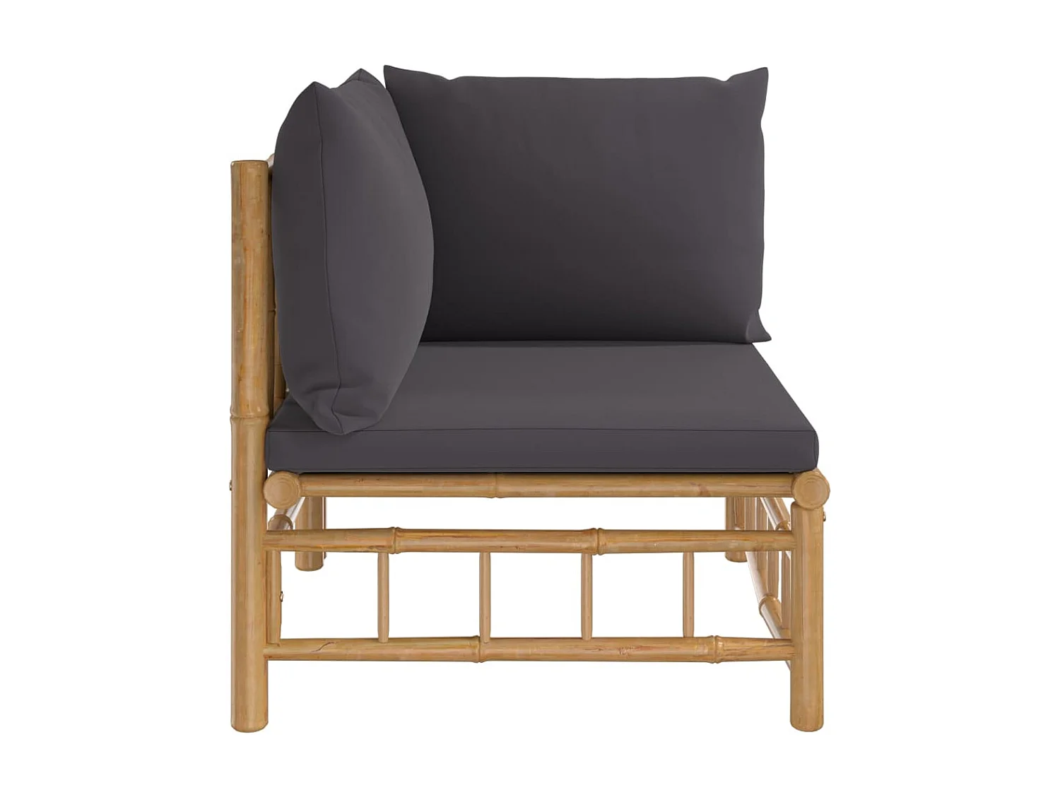 Canapé d'angle de jardin avec coussins gris foncé bambou FR86637