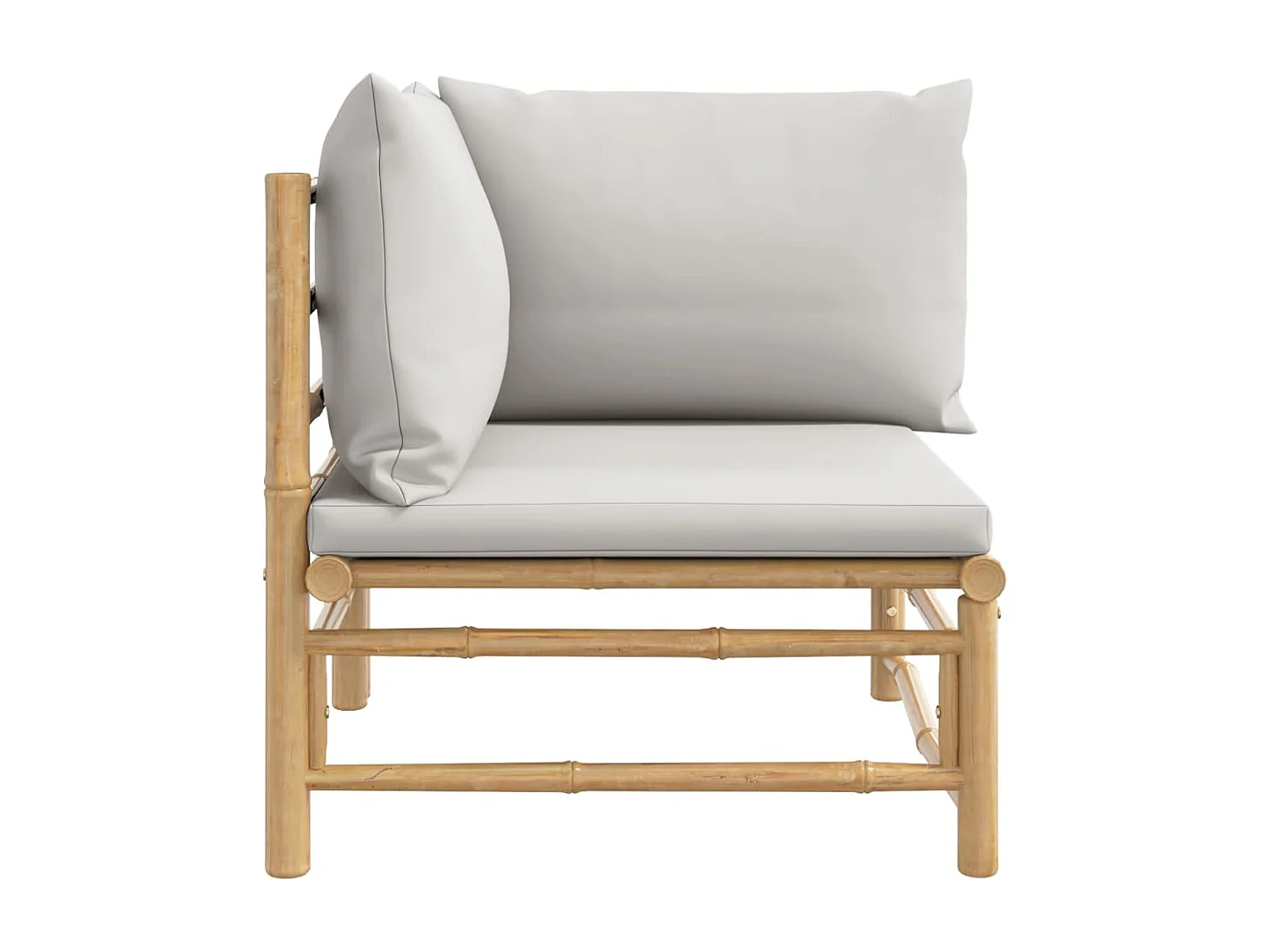 Canapé d'angle de jardin avec coussins gris clair bambou FR93979
