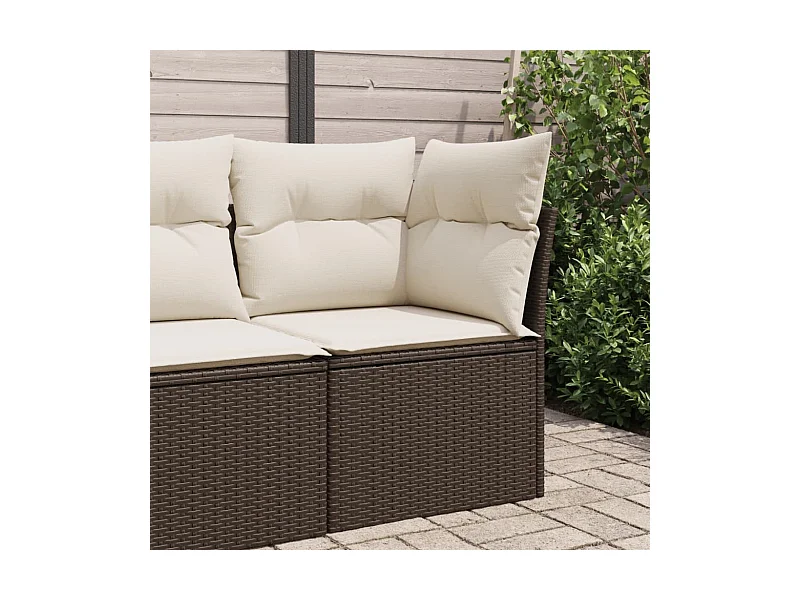 Tuinhoekbank met kussens poly rattan bruin BE742489