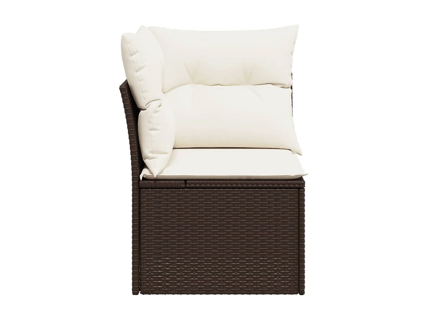 Tuinhoekbank met kussens poly rattan bruin BE742489