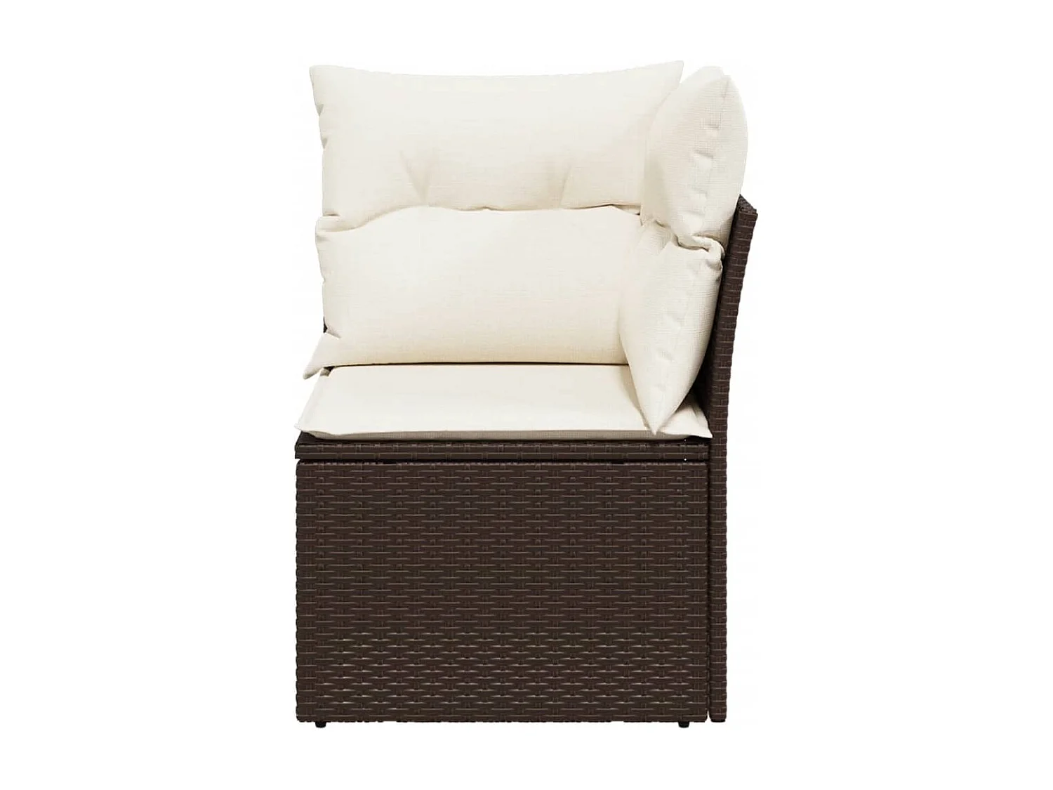 Tuinhoekbank met kussens poly rattan bruin BE742489